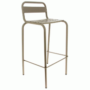 Chaise de bar d'extérieur empilable Avignon en aluminium finition taupe (3)