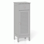 COSTWAY Armoire bain avec tiroir, étroite avec étagère réglable, bois, 32x30x88cm, gris - gris Bois manufacturé VH36317SD