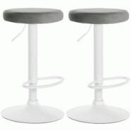 Décoshop26 - Lot de 2 tabourets de bar avec assise en tissu velours gris et cadre métal blanc TDB10700 - blanc 3002476432696 Décoshop26 - Lot de 2 tabourets de bar avec assise en tissu velours gris et cadre métal blanc TDB10700 - blanc 3002476432696
