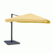 Décoshop26 - Parasol professionnel restaurant pour jardin terrasse 3x3m (Ø4,24m) polyester aluminium/acier 23kg crème avec support 04_0003987 - bei