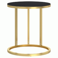 Décoshop26 - Table d'appoint support de plante bout de canapé 45 cm verre trempé et fer doré DEC032431 - verre 3000258982186