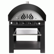 Four à pizza à gaz noir sur support - 9 pizzas Ø 25 cm | Ggm