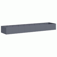 Helloshop26 - Jardinière épurée moderne 360 x 80 x 40 cm avec fond ouvert pour plantes extérieur en acier anthracite 02_0051551 - vert acier 30002