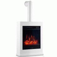 KAMINIO  Cheminée électrique KALLE avec tuyau de poêle - Cheminée sur pied avec chauffage, effet de flamme 3D, télécommande - Blanc - EF06-FP01-W