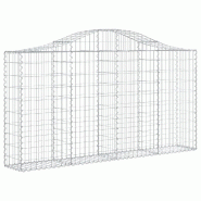 Panier de gabions clôture cage mur de soutènement arqué 200 x 30 x 100/120 cm fer galvanisé Argent 02_0039990 - métal 3000218897802