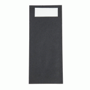 Pochettes à couverts noires avec serviette blanches (lot de 500) | Europochette - CK236_0