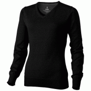 Pullover col V Spruce femme - taille effilée - coudières contrastées - coton et polyester Pullover col V Spruce femme - taille effilée - coudières contrastées - coton et polyester