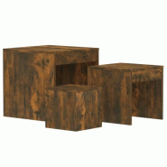 VidaXL Tables gigognes 3 pcs Chêne fumé Bois d'ingénierie Modèle Jardin Vent Marin Prime - 815225XL