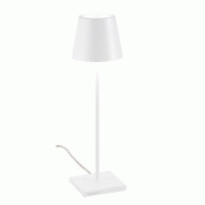Zafferano Lampe de Table Poldina Blanche avec cable 230V LED Dimmable 11x38 cm Design Moderne en Aluminium - blanc 8054144508528