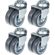 75mm 3" roulette double caoutchouc gris pivotante capacité 400kg, jeu de 4 75mm 3" roulette double caoutchouc gris pivotante capacité 400kg, jeu de 4