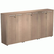 Armoire 6 portes mélaminé à serrure - 6 étagères - L. 243 x P. 43 x H. 120 cm So Flora - Frêne Noir_0