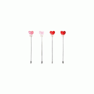 Aulica Piques apéritif coeur - lot de 4 - rouge 265001