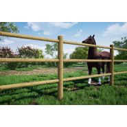 Clôture bois harmonie pour chevaux - horse stop - 3 lices, 1m70 - ref. Bh14250-3