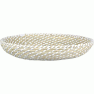 Corbeille tressée blanc et naturel Ø34cm