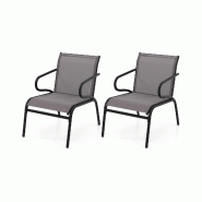 COSTWAY 2 Chaises de jardin, tissu textilène, structure métallique, accoudoirs, terrasse/balcon/piscine, 72,5×54×77,5cm, charge 150kg - métal ZB3