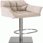 Décoshop26 - Tabouret de bar x1 réglable en tissu beige assise enveloppante capitonnée et avec base carrée en acier inoxydable 10_0005619 - beige