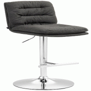 Décoshop26 - Tabouret de bar x1  repose-pieds et dossier assise rembourré en tissu gris foncé et métal chromé 10_0006283 - gris métal 3000265485205