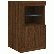 Helloshop26 - Armoire latérale moderne à éclairage LED 41 x 37 x 67 cm grand espace de rangement style contemporain en bois chêne 02_0049374 - ver