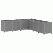 Helloshop26 - Jardinière bac lit surélevé plantes fleurs terrasse jardin clair 160 x 160 x 53 cm polypropylène gris 02_0038532 - gris 3000217798933
