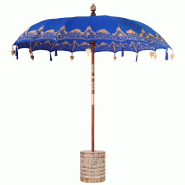 Helloshop26 - Parasol balinais avec base 215 x 215 x 260 cm ambiance tropicale pratique jardin en coton bleu 02_0055947 - bleu Bambou 3000239275870