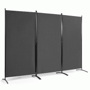 Helloshop26 - Paravent à 3 panneaux pliable 260 x 183 cm pour délimitation d'espace avec charnières résistantes style classique en 20_0013038 - 30