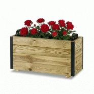 HORTALIA Jardinière Extérieure en Bois avec Renfort en Aluminium GHIO – Terrasse, Jardin ou Balcon – 70x30x40 cm - marron Bois manufacturé 700204-AL40