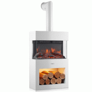 KAMINIO Cheminée électrique HENRI avec tuyau de poêle - Poêle électrique avec chauffage, effet de flamme 3D, compartiment à bois, télécommande KAMINIO Cheminée électrique HENRI avec tuyau de poêle - Poêle électrique avec chauffage, effet de flamme 3D, compartiment à bois, télécommande