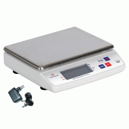 Louis Tellier - Balance électronique cuisine 10kg/1g IP53 + adaptateur - Précision 1g, tare, comptage pièces, kg/lb/oz/pcs, piles/secteur - blanc A