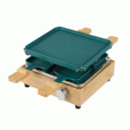 Menastyl - Appareil à raclette 4 personnes en aluminium bleu canard et bambou - 3256391051801
