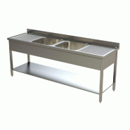 Plonge inox 2 bacs 2000x700mm avec 2 égouttoirs