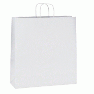 Sac kraft poignées torsadées blanc 35x14x36cm - 90 g/m² - par 200
