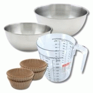 Set pâtisserie avec 40 moules à muffins en papier, 2 bols à mixer, verre mesureur et spatule Zenker - gris papier 3176239937169