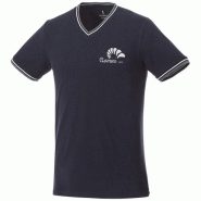 T-shirt maille piquée manches courtes homme Elbert - col V et poignets à côtes contrastées - 100% coton, 180 g/m² T-shirt maille piquée manches courtes homme Elbert - col V et poignets à côtes contrastées - 100% coton, 180 g/m²
