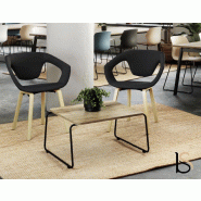 Table basse design - Mobel linea - Anthracite, Acacia clair, 66 x 66 cm_0