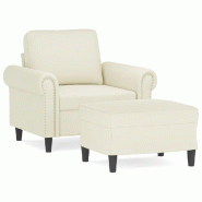 VidaXL Fauteuil avec repose-pied Crème 60 cm Velours Modèle Orion Master Modern - 3201213