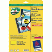 AVERY 1625 étiquettes Laser jaune fluo enlevables, format 38,1 x 21,2 mm (25 feuilles A4 / cdt) - 3266550263495