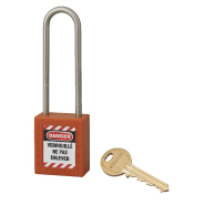 Cadenas de consignation loto lockout tagout 38 mm anse haute inox ø 4,76 orange