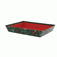Corbeille carton rectangle "Noël vert" 36x27x6cm - par 30