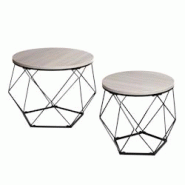 Décoshop26 - Ensemble de deux tables basses tables d'appoint en métal et MDF aspect chêne gris 04_0006763 - gris 3000261877035 Décoshop26 - Ensemble de deux tables basses tables d'appoint en métal et MDF aspect chêne gris 04_0006763 - gris 3000261877035