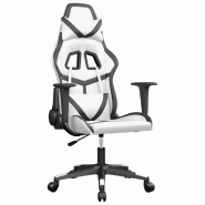 Décoshop26 - Fauteuil de bureau chaise gaming avec accoudoirs sur roulettes en PVC blanc et noir DEC025814 - blanc 3000255465002