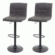 Décoshop26 - Lot de 2 chaises de bar tabourets de comptoir hauteur réglable en tissu effet daim gris foncé 04_0000121 - gris 3000251388985 Décoshop26 - Lot de 2 chaises de bar tabourets de comptoir hauteur réglable en tissu effet daim gris foncé 04_0000121 - gris 3000251388985