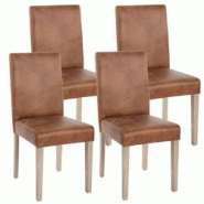 Décoshop26 - Lot de 4 chaises de salle à manger cuisine imitation daim marron vieilli style vintage pieds en bois clair 04_0000600 - marron 30000439 Décoshop26 - Lot de 4 chaises de salle à manger cuisine imitation daim marron vieilli style vintage pieds en bois clair 04_0000600 - marron 30000439