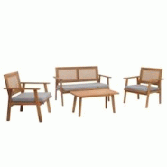 Décoshop26 - Salon de jardin avec table banc et 2 chaises bois et polyrotin coussins gris 04_0008325 - gris 3000262540648 Décoshop26 - Salon de jardin avec table banc et 2 chaises bois et polyrotin coussins gris 04_0008325 - gris 3000262540648