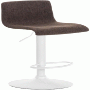 Décoshop26 - Tabouret de bar x1 avec repose-pieds pivotant dossier incurvé en tissu marron et métal blanc 10_0004977 - marron métal 3000252391038