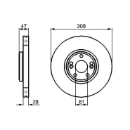 Disque de frein BOSCH 0986479199 - ventilé intérieur - côté avant - 5 trous - épaisseur 28mm Disque de frein BOSCH 0986479199 - ventilé intérieur - côté avant - 5 trous - épaisseur 28mm