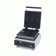 Gaufrier professionnel 4 gaufres "coeur" sur bâtons - Forme cœur, inox - 1750 W