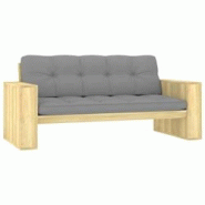 Helloshop26 - Banc de jardin meuble de patio d'extérieur terrasse avec coussins gris 179 x 76 x 76 cm pin imprégné 02_0011632 - 3000638347765 Helloshop26 - Banc de jardin meuble de patio d'extérieur terrasse avec coussins gris 179 x 76 x 76 cm pin imprégné 02_0011632 - 3000638347765