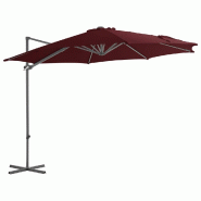 Helloshop26 - Parasol d'extérieur déporté avec mât en acier 300 cm rouge bordeaux 02_0008476 - rouge acier 3000452582724