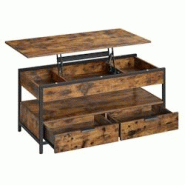 Helloshop26 - Table basse table de salon 50 x 120 avec plateau relevable tiroirs de rangement compartiment caché marron 12_0007478 - 3000224097203 Helloshop26 - Table basse table de salon 50 x 120 avec plateau relevable tiroirs de rangement compartiment caché marron 12_0007478 - 3000224097203