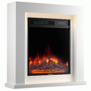 KAMINIO Cheminée électrique MATTI - Cheminée sur pied avec chauffage, effet de flamme 3D, lumière d'ambiance LED, télécommande - 32 pouces, Blan KAMINIO Cheminée électrique MATTI - Cheminée sur pied avec chauffage, effet de flamme 3D, lumière d'ambiance LED, télécommande - 32 pouces, Blan